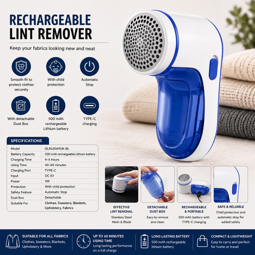 Rechargeable lint remover - rechargeable,